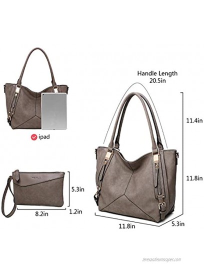 KEYLI Women Handbags Faux Leather Hobo Shoulder Bag Fashion Tote Satchel Bags 2pcs Purse Set