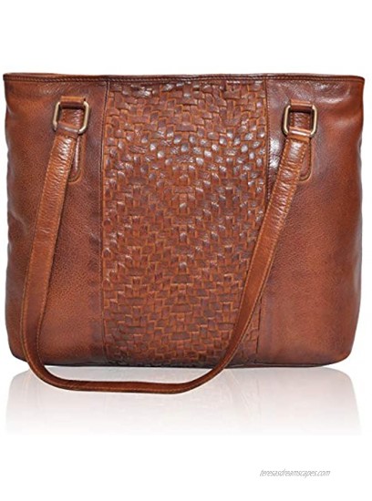 Leather Tote Bag for Women with Zipper Travel Work Over the Shoulder Purses