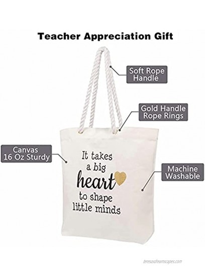 Markha Teacher gifts for women Teacher Gifts Teacher Appreciation Gift Teacher Bag It takes a big heart to shape little minds Canvas Teacher Tote