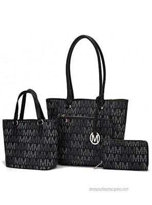 MKF 3-PC Set Shoulder Bag for Women Small Tote Handbag & Wristlet Purse – Top Handle PU Leather Fashion Pocketbook