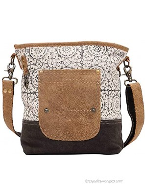Myra Bag Pivot Upcycled Canvas & Leather Shoulder Bag S-1445