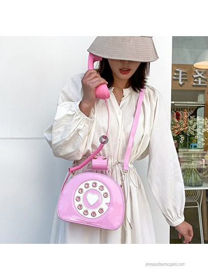 Oweisong Women Telephone Shaped Handbag and Purses Retro Phone Top-Handle Shoulder Bags Crossbody Totes