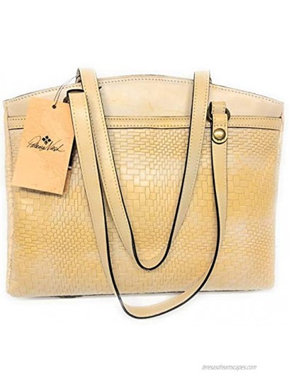 PATRICIA NASH WOMEN'S WAXY WOVEN EMBOSSED COLLECTION POPPY LEATHER TOP ZIP TOTE BAGin Rattan color