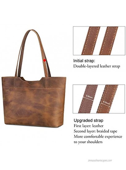 S-ZONE Vintage Genuine Leather Tote Bag for Women Large Handbag Shoulder Purse
