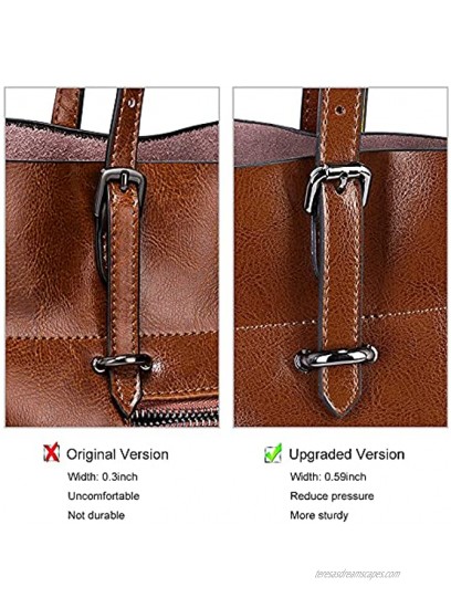 S-ZONE Vintage Genuine Leather Tote Shoulder Bag Handbag Big Large Capacity Upgraded 2.0