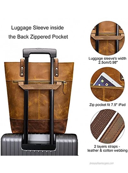 S-ZONE Women Vintage Genuine Leather Tote Bag Multicolor Shoulder Purse Handbag Two Tone