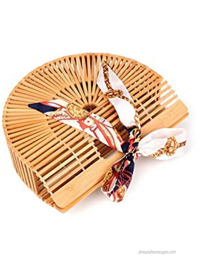 Samuel Bamboo Bags for Women Summer Straw Wooden Beach Purse Handmade Basket Handle Handbags