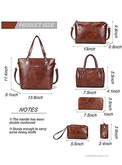 Satchel Bags For Women Leather Purses and Handbags 6 Set Ladies Purse and Wallet for Traveling
