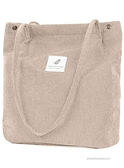 Tchh-Dayup Corduroy Tote Bag for Women Girl Canvas Shoulder Purse