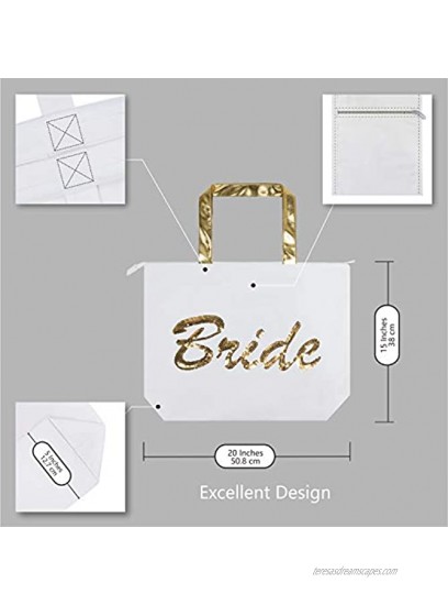 TOPDesign Wedding Gold Sequin Canvas Tote Bag Bridal Shower Gifts for Bride Bag with an Internal Pocket Top Zipper Closure