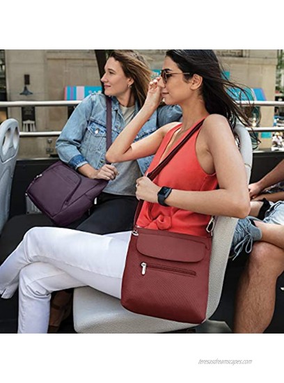 Travelon Women's Anti-Theft Classic Mini Shoulder Bag Sling Tote Nutmeg