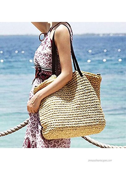Vodiu Women's Classic Straw Handbag Summer Beach Shoulder Bag Bohemia New