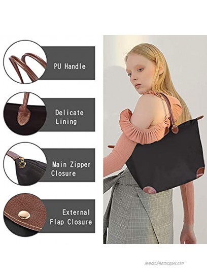Waterproof Tote Shoulder Bag for Women Large Capacity Foldable Tote Bag Portable Handbag for Day Hiking Travel Shopping Black