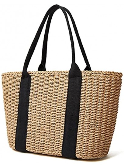 Women Straw Bags Summer Beach Large Tote Bag Handmade Woven Shoulder Crossbody Handbag