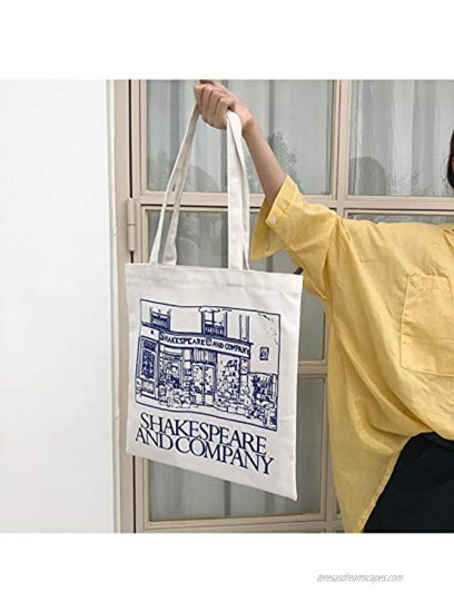 Women's Canvas Shoulder Hand Bag Tote Bag Canvas Tote Shoulder Bag Stylish Shopping Casual Bag Foldaway Travel Bag Blue