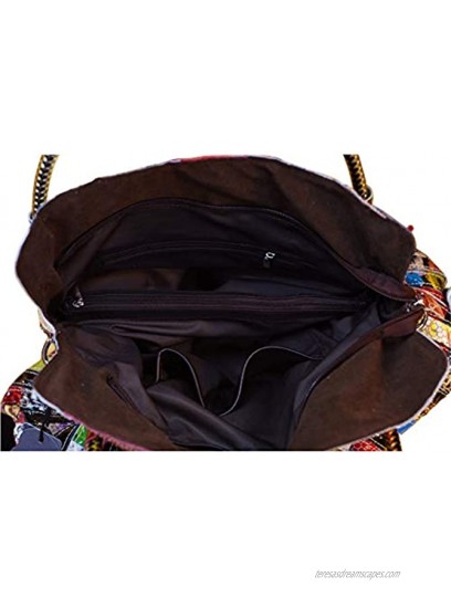 Women’s Multicolor Boston Bag Genuine Leather Colorful Large Tote Handbag Purse