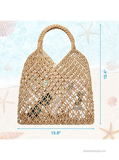 Women's Straw Bag Straw Beach Bag straw tote Beach Straw Handbag Handmade Fishing Net Travel Beach Handbag Shopping Woven straw bags for women Girl