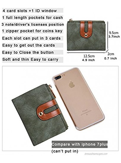 AOXONEL Women's Rfid Small Bifold Leather Wallet Ladies Mini Zipper Coin Purse id card Pocket,Slim Compact Thin