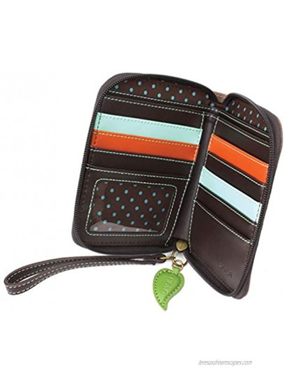 CHALA Zip Around Wallet Wristlet 8 Credit Card Slots Sturdy Pu Leather