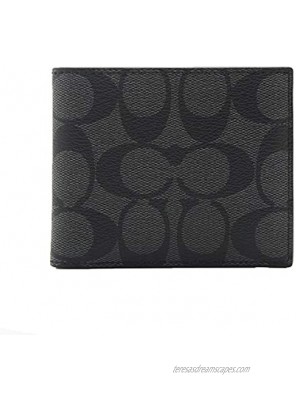 Coach ID Billfold Wallet In Signature Canvas Charcoal Black