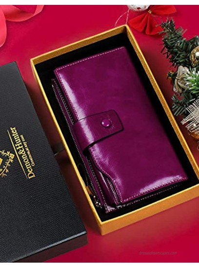 Demon&Hunter Women's RFID Blocking Large Capacity Luxury Wax Genuine Leather Purse Wallet DZA2083 One Size DZA2083V x Purple