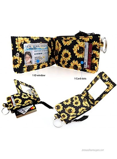 DONGGANGAJI Womens Wallet Lanyard Set Bifold Zipper Case Wallet with Lanyard Sunflower-R