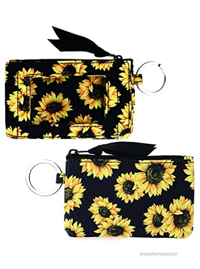 DONGGANGAJI Womens Wallet Lanyard Set Bifold Zipper Case Wallet with Lanyard Sunflower-R