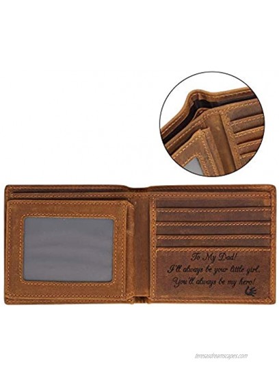 Engraved Leather Men Wallet Customized Father's Wallets Personalized Unique Gift For Dad As Birthday Christmas and Father's Day Gift