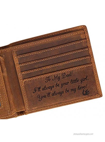 Engraved Leather Men Wallet Customized Father's Wallets Personalized Unique Gift For Dad As Birthday Christmas and Father's Day Gift