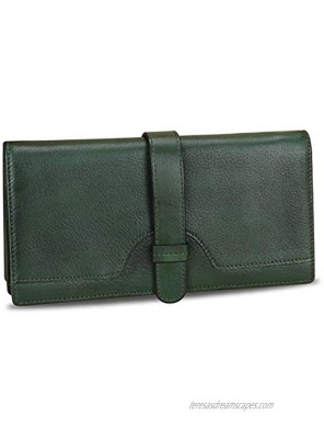 Genuine Leather Purse Wallet for Women RFID-Blocking Retro Handmade Clutch Wallets Money Clip Card Organizer