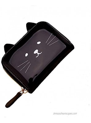 JIUFENG Women's Wallet RFID Blocking Cute Cat Printed Zipper Coin Purses Multi Purpose Card Holder Fashion Small Wallet