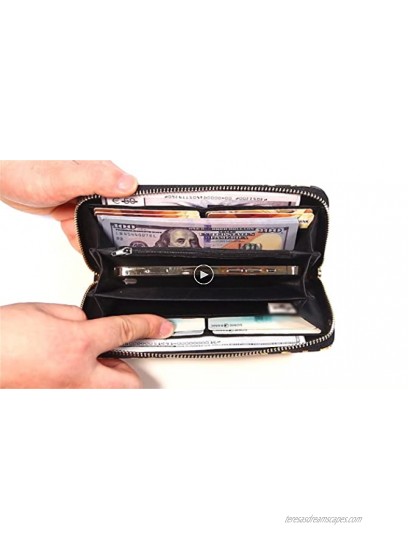 KUKOO Women’s Printed Zip Around Wallet Phone Clutch Purse Card Holder Organizer