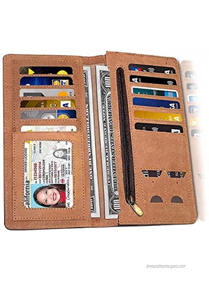 Ladies Wallet Ultra Slim With RFID Blocking 12 Slots For Cards Id Holder Cash pockets Zipper Slot Genuine Leather Wallet