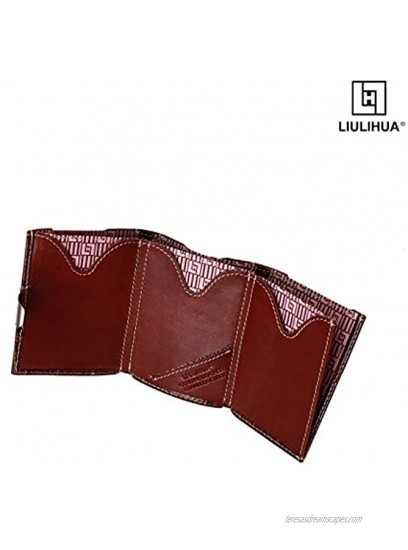 LIULIHUALeather crocodile print wallet Minimalist Wallets for Men Slim Credit Card Trifold Wallets-RFID Blocking and Cow Leather Case Brown