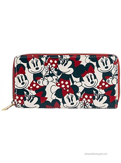 Loungefly Disney Mickey & Minnie Mouse Wallet Zip Around Clutch Faux Leather