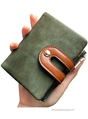 PofeeXIO Womens Wallets Small Rfid Ladies Bifold Wallet With Zipper Coin Pocket,Mini Purse Soft Compact Thin green