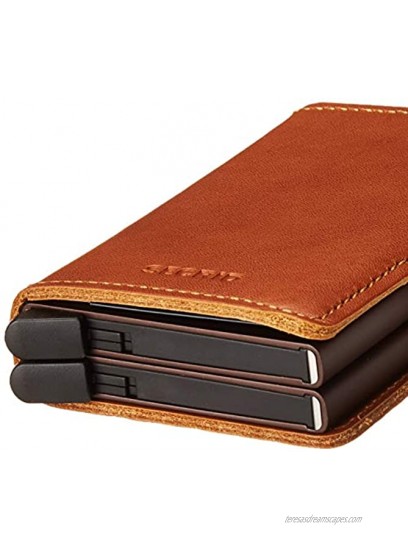 Secrid Twin Wallet Genuine Leather with RFID Protecton Holds up to 16 Cards Cognac