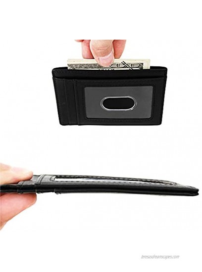 Slim Minimalist Front Pocket RFID Blocking Leather Wallets for Men Women Medium Size Black