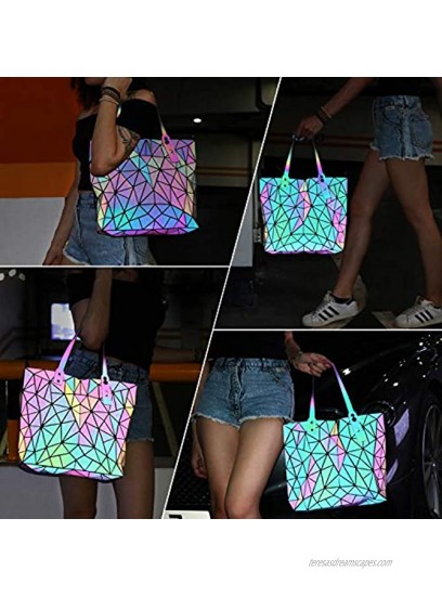 Tikea Geometric Tote Bag Crossbody Handbag Top Handle Shopping Bag Women Girl Fashion Shoulder Bag Luminous or Cork
