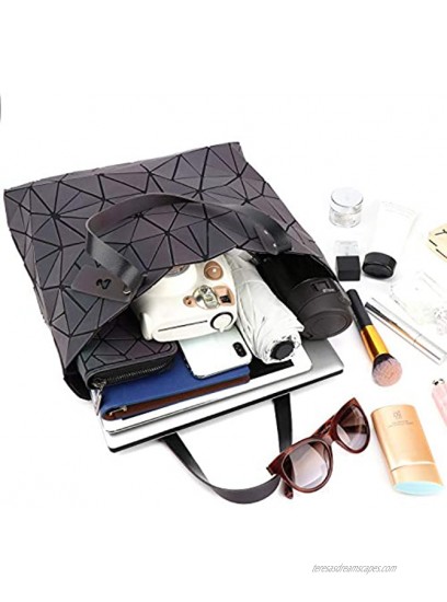 Tikea Geometric Tote Bag Crossbody Handbag Top Handle Shopping Bag Women Girl Fashion Shoulder Bag Luminous or Cork