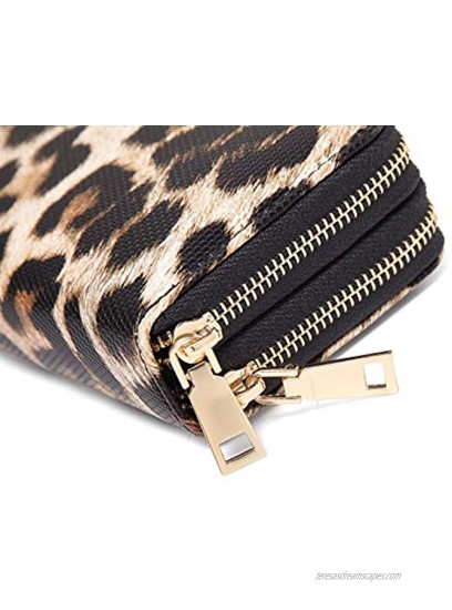 VISATER Leopard Wallets for Women Cheetah Animal Print Ladies Purse Long Zipper PU Leather Cards Slots Wallet-a Large