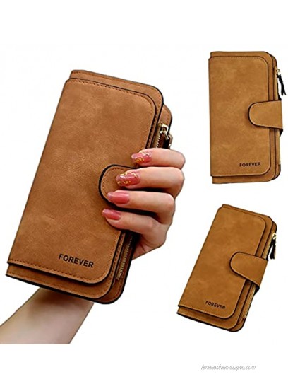 Wallet for Women Ladies Girls Large Capacity Wallets for Women Soft Leather Wallets Credit Card Holder Long Wallets Purse for WomenBrown Long