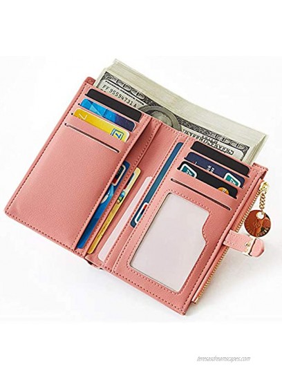 Women's RFID Blocking Short Purse PU Leather Medium Clutch Wallet Bifold Card Coin Holder Organizer Small Lady Purse gray