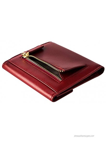 YBONNE Women's Small Compact Bifold Pocket Wallet Made of Finest Genuine Leather Red