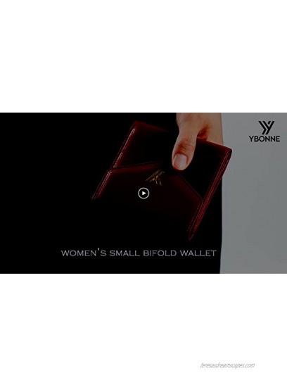 YBONNE Women's Small Compact Bifold Pocket Wallet Made of Finest Genuine Leather Red